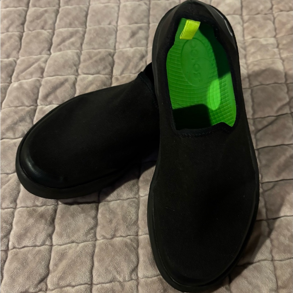 Women’s Black Slip-On Casual Shoes with Neon Green Insole